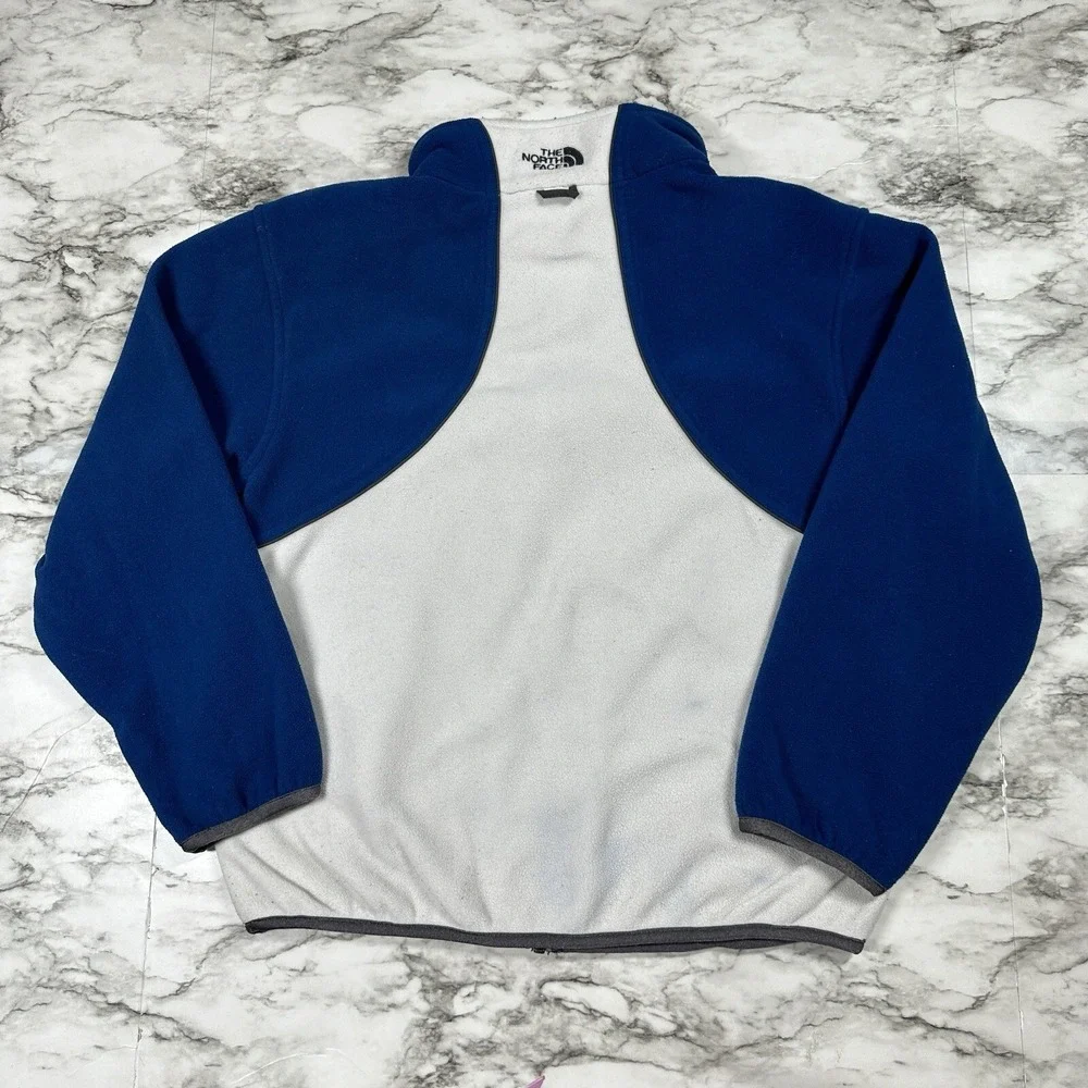The North Face Sweater YOUTH BOYS Size L Blue Fleece Full Zip Pockets Embroidere
